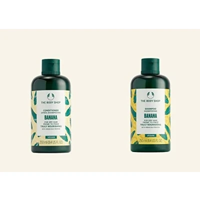Image of The Body Shop Banana Shampoo Conditioner Set 250ml each Frizz Nourishing Vegan
