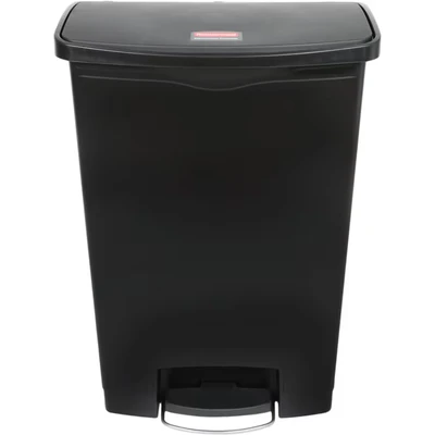 Image of Rubbermaid Commercial Products Slim Jim Step on Resin Front Waste Receptacle Bin 90 Litre Black 1883615