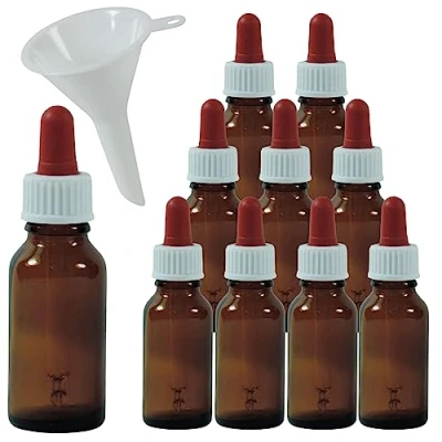 Image of Viva Haushaltswaren 10 Brown Glass Apothecary Bottles, Glass, brown, 20 ml