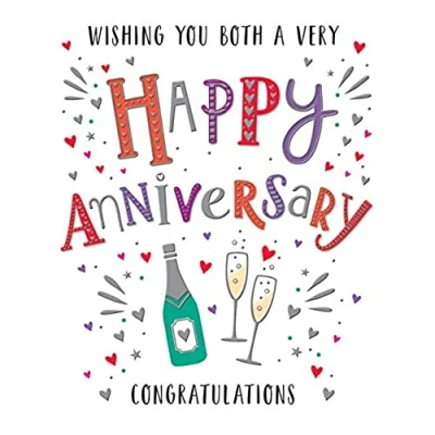 Image of Regal Publishing Modern Wishing You Both Happy Annivesary Card 8 x 6 inches,redpeachblueblackgrey
