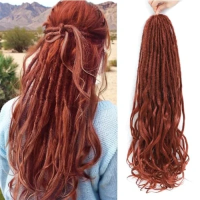 Image of DT CHERYL Loose Wave Dreadlocks 24 Inch 10 Strands Double Ended Dreadlock Extensions With French Curly Ends, 0.6CM Thin Synthetic DE for Women (350#, Strands)