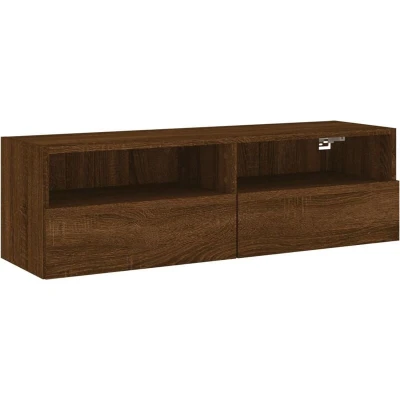 Image of vidaXL TV Wall Cabinet Brown Oak 100x30x30 cm Engineered Wood
