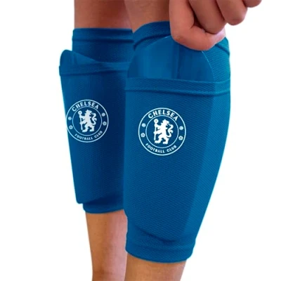 Image of Hy Pro Officially Licensed Chelsea F.C. Shin Pad With Sock Sleeve, Youth Guard, Breathable, Lightweight, Durable, Protective Gear, Merchandise, The Blues, Great Football Gift Idea