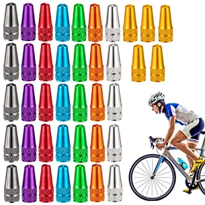 Image of Morices 40 Pcs Bicycle Presta Valve Caps, 8 Colors Anodized Aluminum Alloy Cycling French Style Tyre Caps Dust Covers Bike Tire Stem for MTB Road