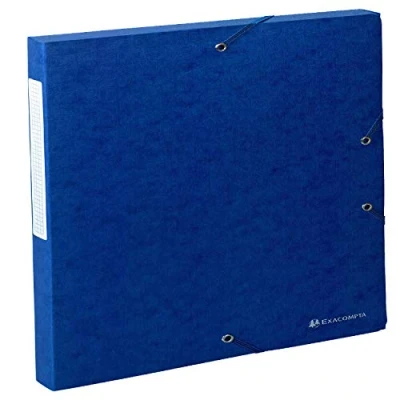 Image of Exacompta Ref 50702E Scotten Filing Box 250 x 330mm in Size, Suitable for Holding A4 Documents, 25mm Spine, 600gsm Genuine Pressboard, Spine Label Blue