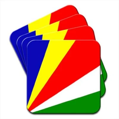 Image of Seychelles Flag Set Of 4 Premium Wooden Coasters