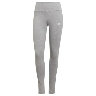 Image of adidas Women&#039;s ESSENTIALS HIGH WAISTED LOGO LEGGINGS, Medium Grey Heather / White, XS
