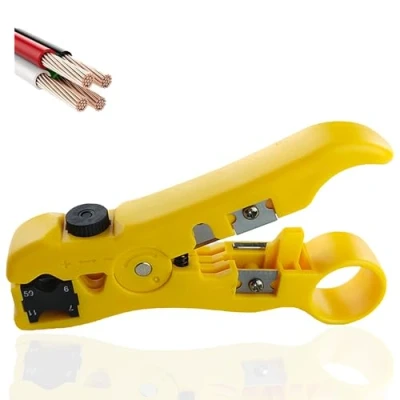 Image of DXIA Cable Stripper Cutter, Wire Stripping Tool, Universal RJ45 RJ11 Network Crimping Tool for Flat or Round TV/UTP Cat5 Cat6 Coax Coaxial