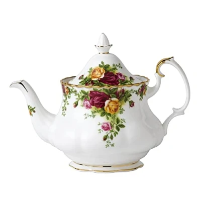 Image of Royal Albert Old Country Roses Teapot Gift Vintage Serving Set for 4 Cups, with Bone China Medium Size Tea Pot Floral Pattern, 0.8 Litres
