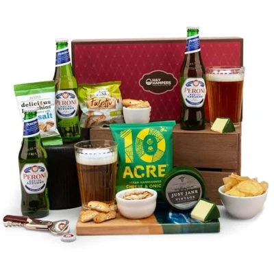 Image of Hay Hampers Beer Gift Hamper &amp; Snacks Gifts for Men Women, Cheese Hampers,