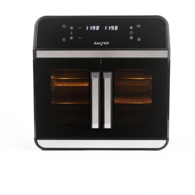 Image of Salter XL Air Fryer Oven 15L With Divider for Dual Cooking, 6 Presets Rotisserie, Oil Free Multicooker, Includes Non Stick Cooking Racks &amp; Rotisserie Accessories, Multi Level 2300W