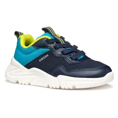 Image of Geox Loftus BOY Trainers for kids, Size: 13K, Navy/turquoise Textile/synthetics