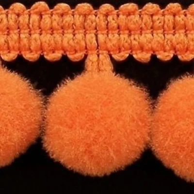 Image of HomeBuy 1M POM BOBBLE TRIM FRINGE MEDIUM SIZE 10mm 20 colours (per metre) BRICK #B