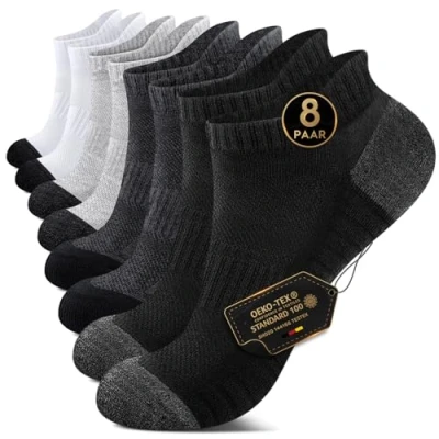 Image of YouShow Ladies Socks Women Size 6 8 UK White Trainer Mens 11 Black Running Athletic Ankle Sock Cotton Moisture Wicking for Gym Tennis Cycling Sport Pairs