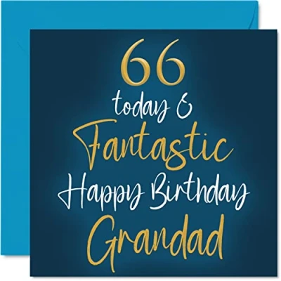Image of Fantastic 66th Birthday Cards for Grandad 66 Today &amp; Happy Card from Grandson Granddaughter, Gifts, 145mm x Greeting