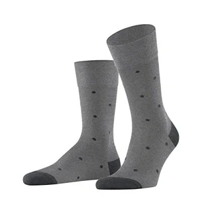 Image of FALKE Men&#039;s Dot M SO Cotton Patterned 1 Pair Socks, Grey (Steel Melange 3167), 8.5 11