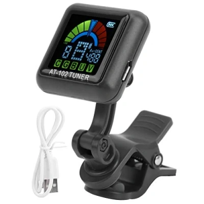 Image of Vbest life Aroma Guitar Clip?on Tuner USB Rechargeable Built?in Battery Violin Ukulele AT?102(Black)