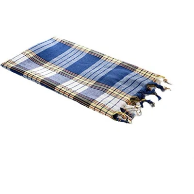 Image of Carenesse hammam towel CLASSIC blue checkered, 100% cotton, 80 x 170 cm, light, small pack size, pestemal, sauna Towel, bath beach backpacker, sports Turkish Fouta