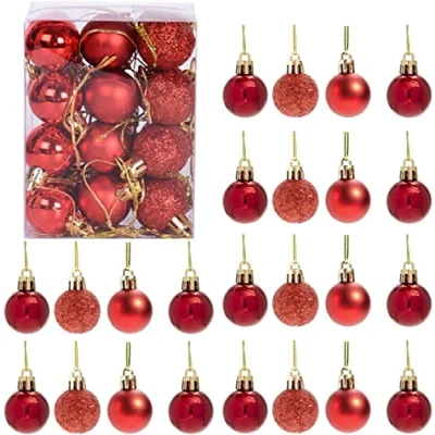 Image of 30mm/24Pcs Christmas Baubles Shatterproof Gold, Tree Decorations Ball Ornaments Balls Xmas Hanging Holiday Decor Shiny,Matte,Glitter
