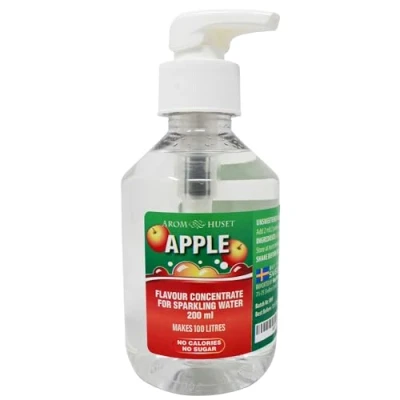 Image of Apple Water Drops 200ml Pump Bottle Makes 100 Litres with 1:500 Zero Sugar &amp; No Calories Just Add 2 Pumps to 1 Litre Sparkling