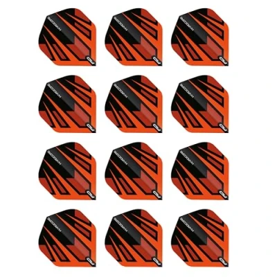 Image of RED DRAGON Hardcore Radical Orange &amp; Black Fan Dart Flights 4 Sets Per Pack (12 in total)