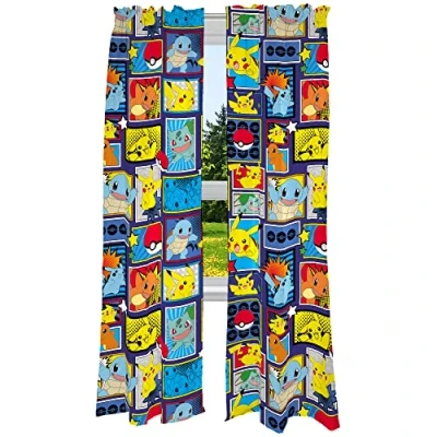 Image of Franco Kids Room Window Curtains Drapes Set, 82 in x 84 in, Pokemon(PRINTS MAY VARY!)