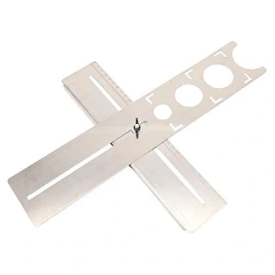 Image of AUNMAS Tile Punch Locator, Adjustable Stainless Steel Hole Locator Ruler Universal Drill Measuring Tool Wall Marking Multifunctional for Ceramic Cutting