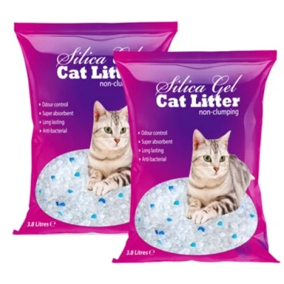 Image of FabFinds Cat Litter Antibacterial Silica Gel Non clumping Long Lasting Odour Control Dust Free 3.8L (2 Pack)
