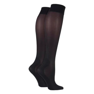 Image of Sock Shop Iomi Footnurse 2 Pairs of 40 Denier Graduated Compression Knee High Anti Fatigue Energising Socks for Women 4 7 UK, 37 EUR (4 Black)