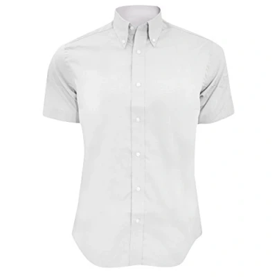 Image of Kustom Kit Mens Short Sleeve Tailored Fit Premium Oxford Shirt (17inch) (White)