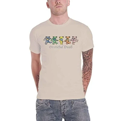 Image of Grateful Dead T Shirt Dancing Bears Band Logo Official Mens Sand L