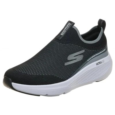 Image of Skechers Men&#039;s GO Run Elevate Trainers, Black and White Textile/Synthetic, 11 UK