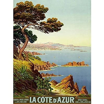 Image of De Tanguy Cote D&#039;azur France Travel Advert Art Print Canvas Premium Wall Decor Poster Mural