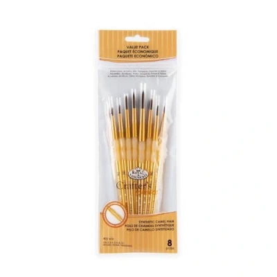 Image of Royal and Langnickel Crafter&#039;s Choice Round Camel Hair Brush Set (Pack of 8), Gold