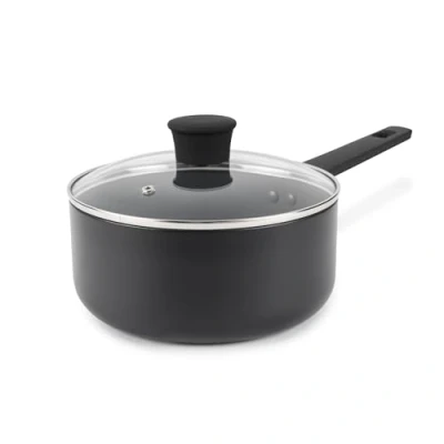 Image of Russell Hobbs RH02841EU7 Shield 20 cm Saucepan Non Stick Coating 10x Tougher*, Induction Suitable Cooking Pot, Tempered Glass Lid, Pressed Aluminium Casserole, Easy to Clean, Soft Touch Handle