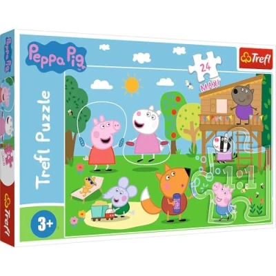 Image of Trefl Peppa Pig &amp; Friends Fun in the Park 24 Piece Jigsaw Puzzles For Kids Easy Hold Large Maxi Puzzle Pieces Children Ages 3+