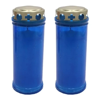 Image of 2 Pack 16cm Grave Candle Blue Windproof Mourning Light Memorial Graveside Cemetery Graveyard Decoration Approx 72 Hour Burn time 5702
