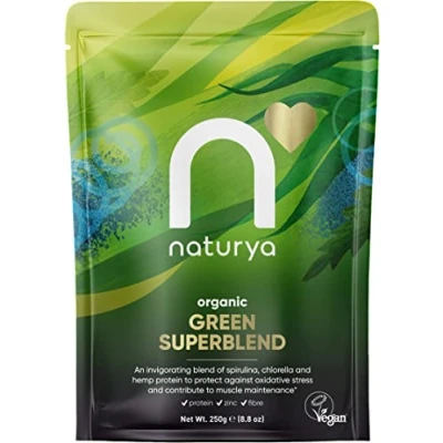 Image of Naturya Organic Green SuperBlend, 250g, Alkalising Superfood Blend for Smoothies