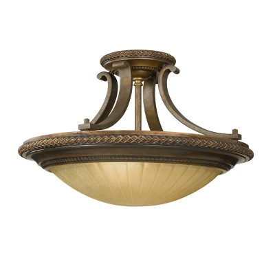 Image of Kelham Hall 2 Light Ceiling Semi Flush Gold, Bronze, E27