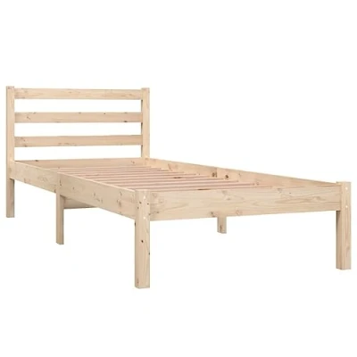 Image of vidaXL Bed Frame Base Platform Solid Wood Pine Small Single 75x190 cm with Headboard for Bedroom/Living Room