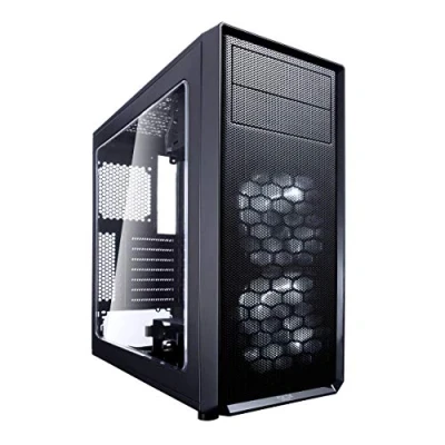 Image of Fractal Design Focus G Mid Tower Computer Case ATX High Airflow 2x Silent LL Series 120mm White LED Fans Included USB 3.0 Window Side Panel Black