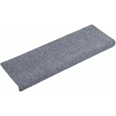 Image of vidaXL Stair Mats 10 pcs Light Grey 65x21x4 cm Needle Punch