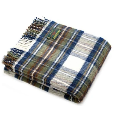 Image of Muted Blue Stewart Tartan Knee Rug Pure New Wool British Made