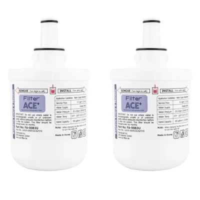 Image of ACE+ Filter 2 Pack Fridge Water Compatible with Samsung DA29 00003G, 00003B, 00003F, HAFIN2/EXP, HAFIN1/EXP Replacement Refrigerator