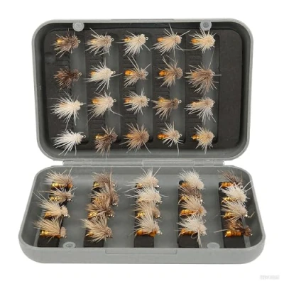 Image of Fly Fishing Hook, 40pcs Lure Artificial Bait Lures Insect with Hook Dry Flies Set Kit Case Box for Bass, Salmon, Trout