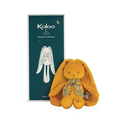 Image of Kaloo Lapinoo Rabbit Doll Baby’s Corduroy Soft Toy 13.8&quot;/35 cm Ochre Colour Ultra material Gift Box From Birth Onwards K972200