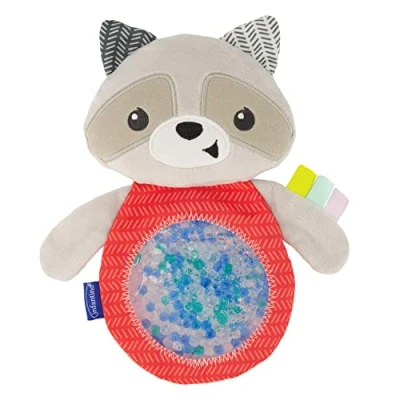 Image of Infantino Seek &amp; Squish Sensory Pal, Raccoon with Gel Bead Belly, Exploration, Fine Motor Skills, Easy to Hold for Babies Toddlers 0M+