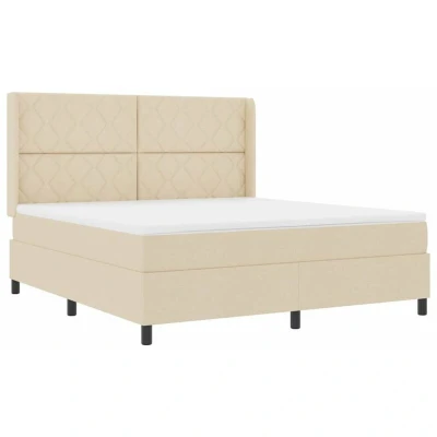 Image of vidaXL Box Spring Bed with Mattress Cream 180x200 cm Fabric