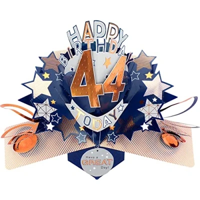 Image of Happy 44th Birthday 44 Today Pop Up Greeting Card Love Kate&#039;s Cards Him POP204MC44