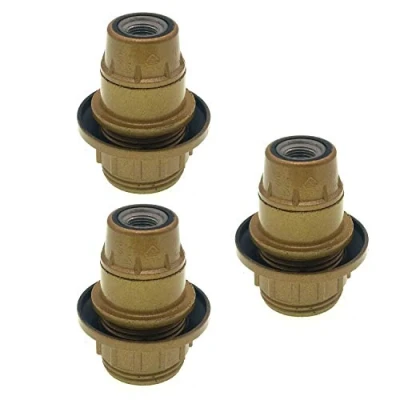 Image of FINELED Small Edison Screw E14 Lamp Holder,3 PackE14 Pendant Socket &amp; Lampshade Collar Ring (Gold)